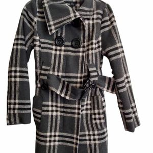 Rue 21 Peacoat Plaid Women's Coat Jacket Wool Polyester Blend Big Button…